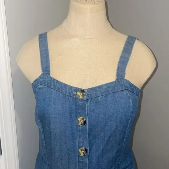 Loft Denim Button Front Dress Size 2P - Picture 2 of 10